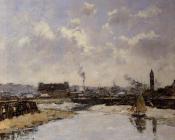 尤金 布丹 : Trouville, the Port, Low Tide, Morning